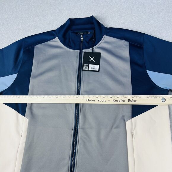 GSTQ Knit Track Jacket Mens XL Blue Gray Colorblock Full Zip Athletic Portugal - Picture 7 of 15